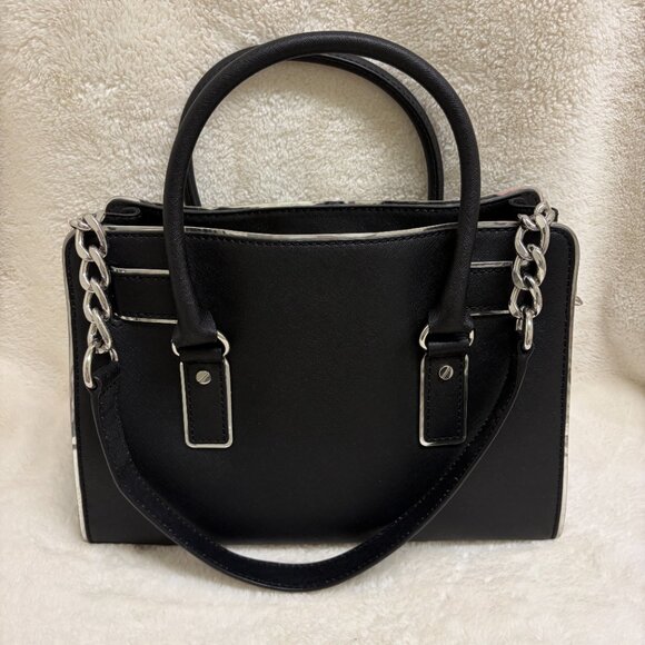 Timeless Michael Kors Hamilton Black w/Silver Trim Saffiano Leather Tote - Picture 2 of 11